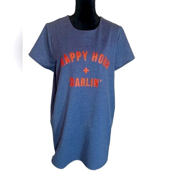 NWT DRESS FORUM HAPPY HOUR + DARLIN GRAPHIC CASUAL DRESS WOMENS SIZE LARGE - Picture 1 of 8